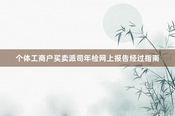 个体工商户买卖派司年检网上报告经过指南