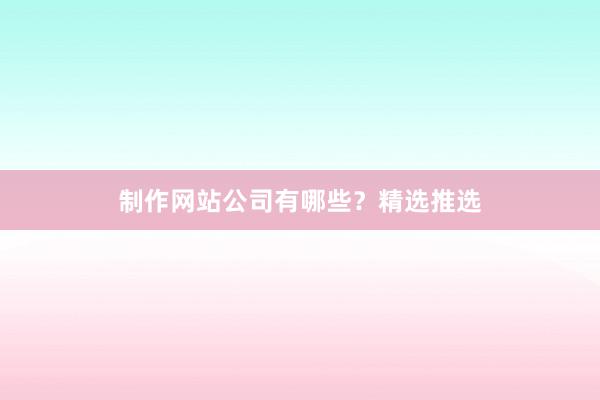 制作网站公司有哪些？精选推选