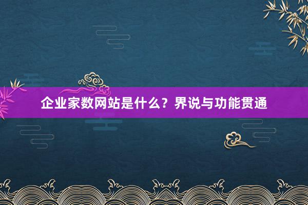 企业家数网站是什么？界说与功能贯通
